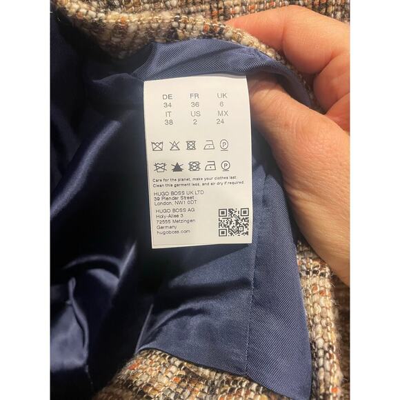 NWT Boss Janka Double Breasted Blazer tweed marshland Green Tartan size 2 - Picture 12 of 15